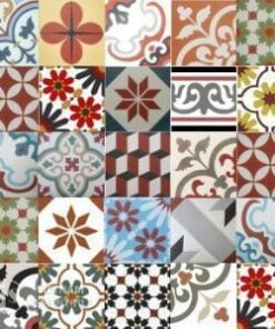 Gạch bông tổng hợp màu đỏ vàng nâu | Cement tile patchwork red yellow brown color
