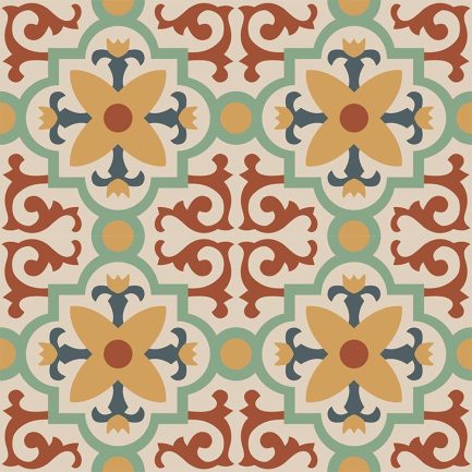 Gạch bông CTS 76.3(7-19-34-59-62) - 4 viên - Encaustic cement tile CTS 76.3(7-19-34-59-62) - 4 tiles