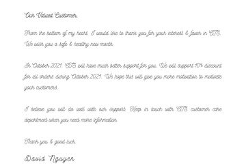 Discount in October 2021