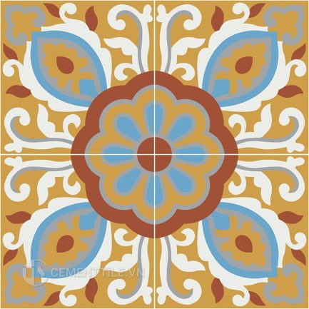Gạch bông CTS 359.1(4-6-9-23-62) - 4 viên - Encaustic cement tile CTS 359.1(4-6-9-23-62) - 4 tiles